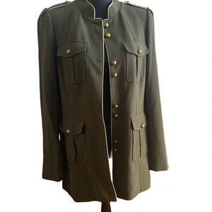 WHBM Military Jacket Size Medium, Olive Green with Silver Piping.